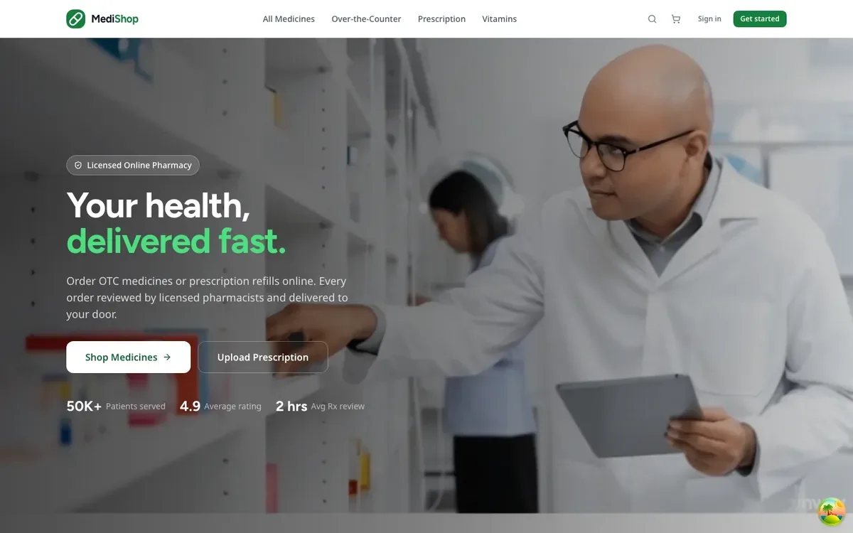 MediShop online pharmacy website, a demo build showing prescription upload and secure checkout | TechQilo